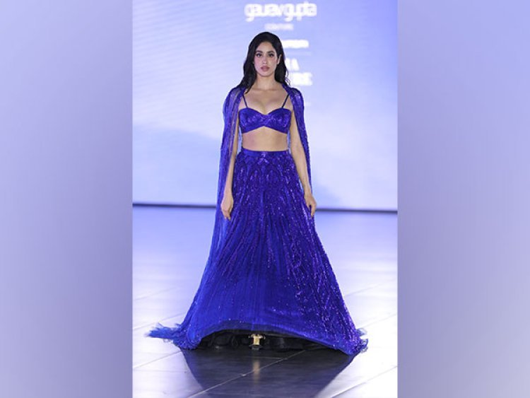 Janhvi Kapoor Steals the Spotlight in Gaurav Gupta's 'Bawaal' Blue Lehenga at India Couture Week 2023