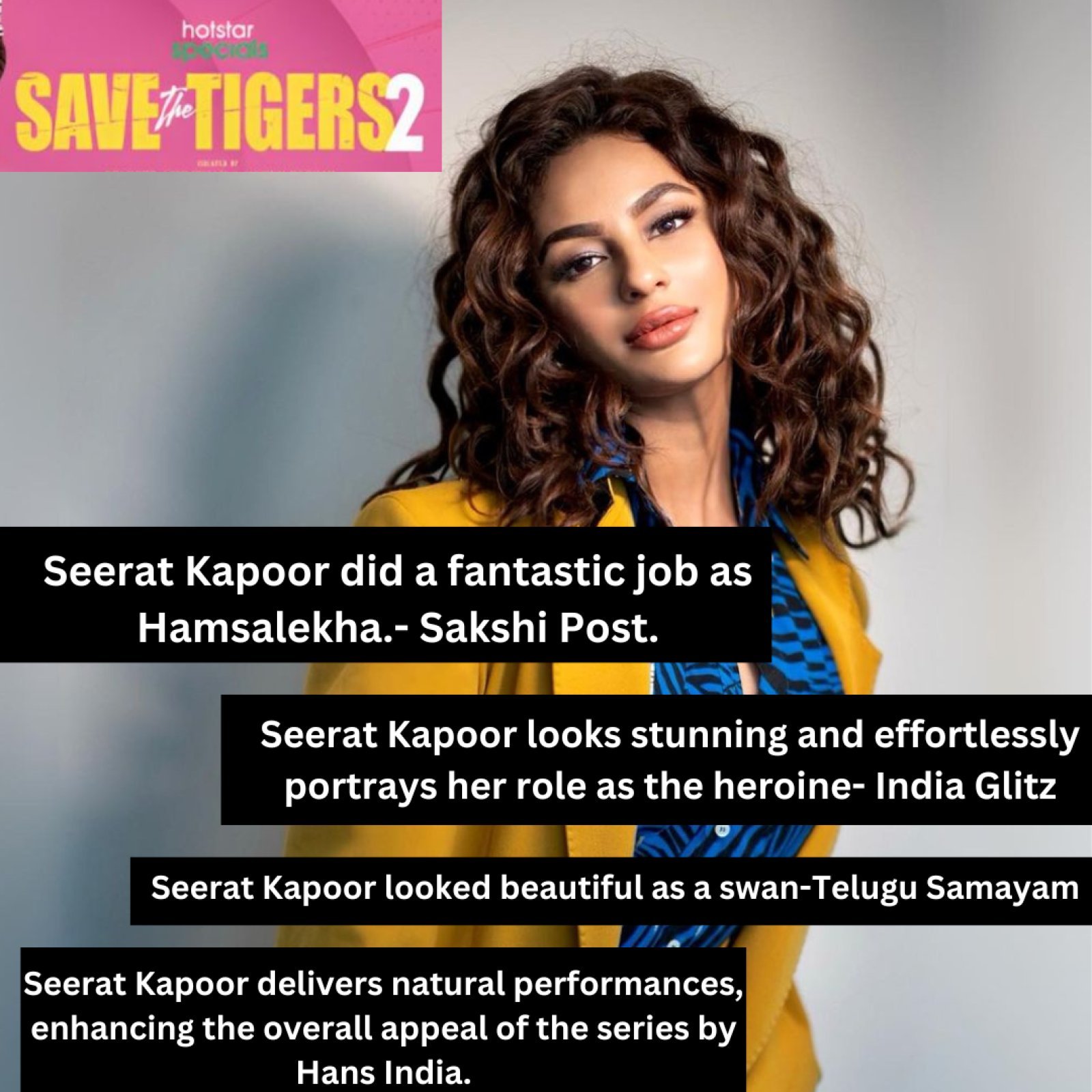 Seerat Kapoor Shines Among Critics and Audience For Her Portrayal Of Hamsalekha in 'Save The Tigers 2' on Disney+Hotstar